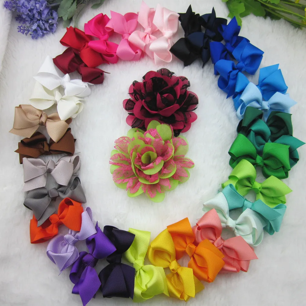 XIMA 640 шт./лот 3 дюймовая атласная лента бантики для волос без зажима Hairbow Детские аксессуары для волос