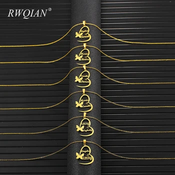 

Personalized Custom Name Necklace Heart Shaped Pendant Choker For Women Gold Stainless Steel Chain Customized Nameplate Necklace