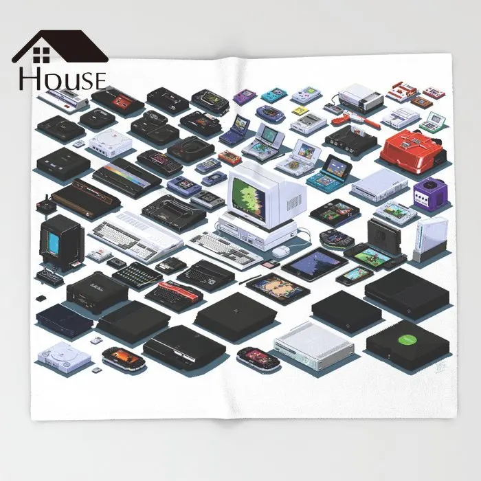 BIGHOUSES Throw Blanket A Pixel Retrospective Warm Microfiber | Дом и сад