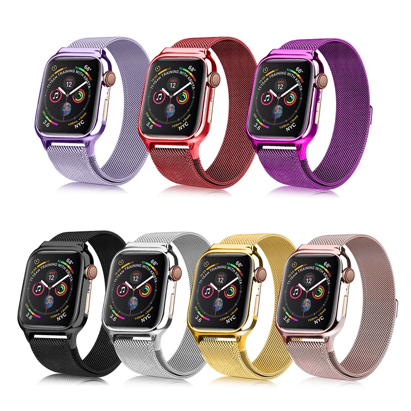 Защитный чехол+ металлический ремешок для apple watch Band 44 мм 40 мм iwatch series 5/4 Миланская петля браслет и крышка аксессуары