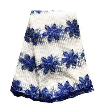 

New arrival Lace Fabric 2019 High Quality Lace Royal blue French Tulle Lace Fabric 5 yards Nigeria Embroidery Lace Fabric