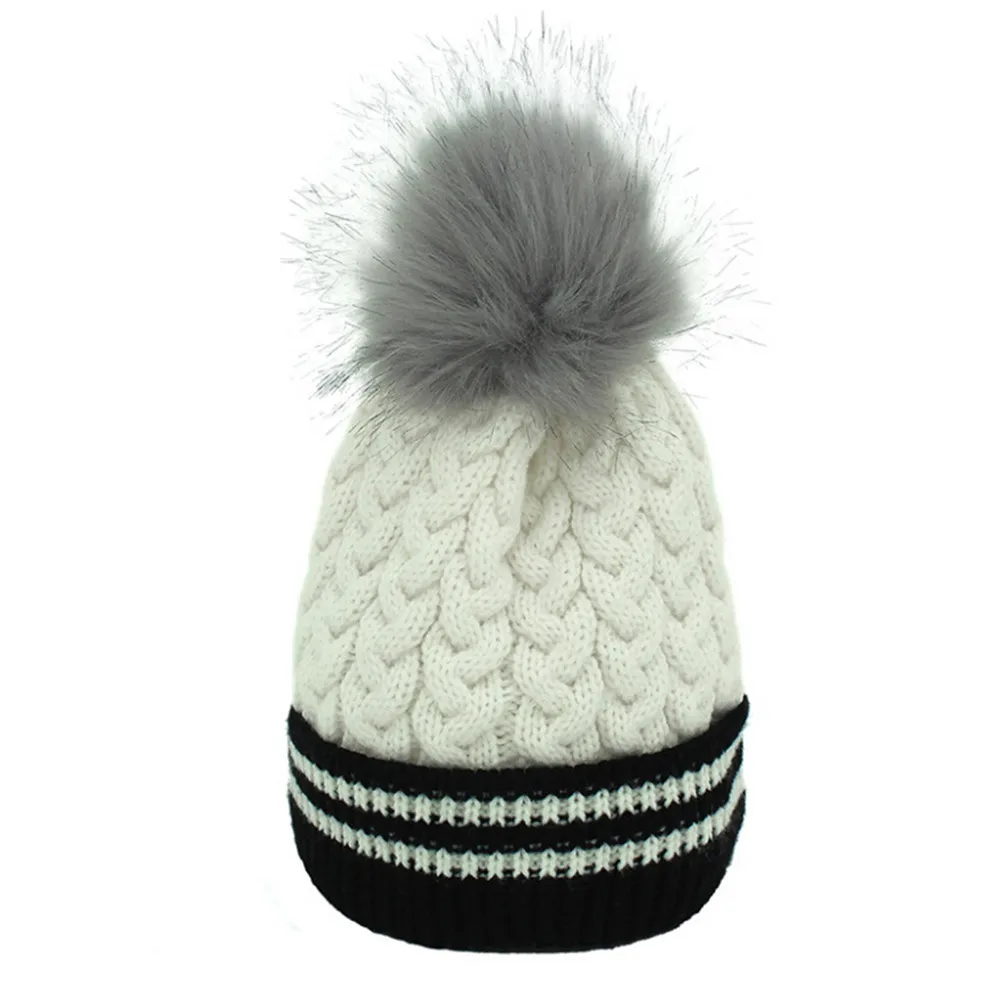 White Новая мода унисекс Зимние шапки для мужчин и женщин Skullies Beanies шикарный вязаный мешковатая шапка - Цвет: White