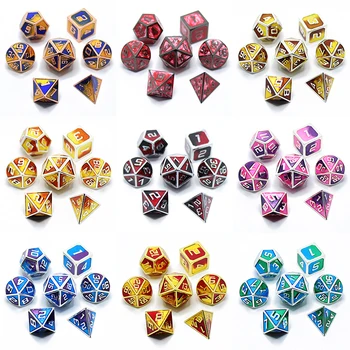 

dnd dice metal rpg set polyhedral dungeons and dragons d20 d12 d10 d8 d6 4 table games Zinc alloy green digital polyhedral dice