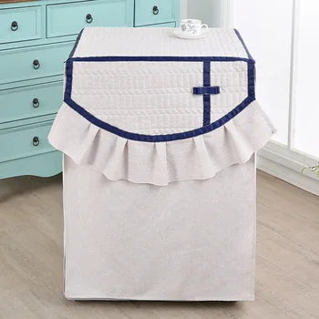 

100% Linen Ruffle Style Dust Cover On The Washing Machine Drum type washing machine Sunscree Cover Washable Dust Cover Decor