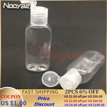 

In Stock Portable Antibacterial Clear 50ml PET Plastic Hand Sanitizer Gel Bottle With Flip Cap Clear Screen Hands 500pcs/lot
