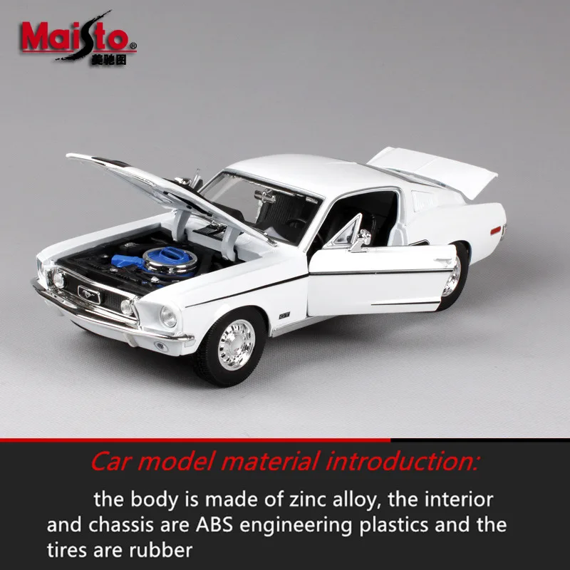 Maisto 1:18 1968 Ford Mustang GT Модель автомобиля из сплава Модель автомобиля украшение автомобиля коллекция Подарочная игрушка Литье под давлением модель игрушка для мальчиков
