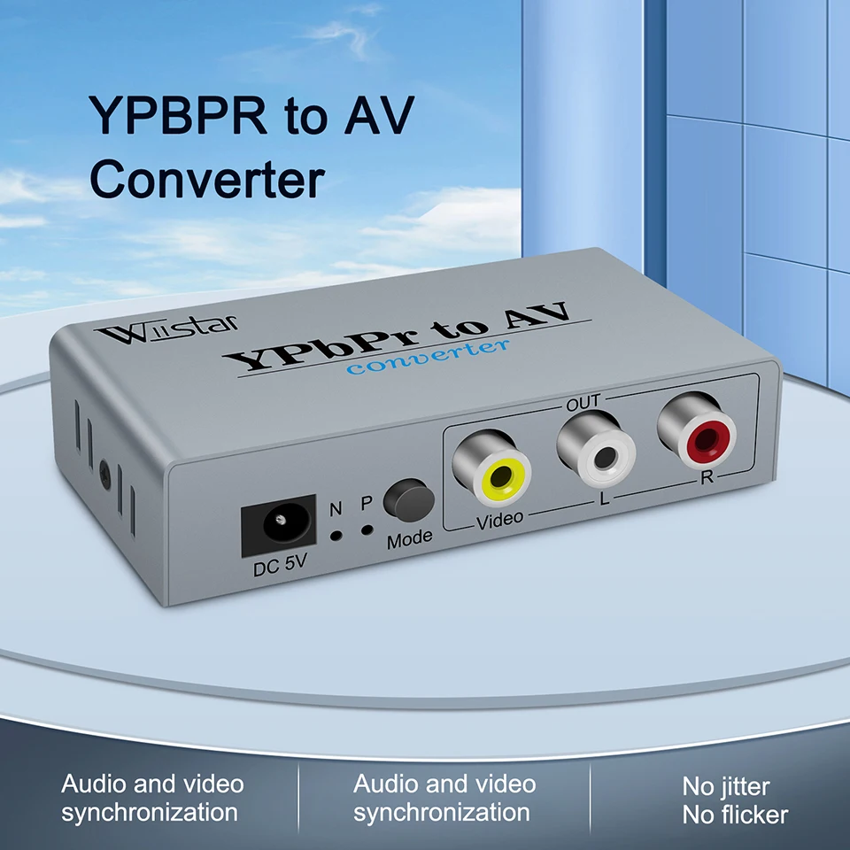 Component YPbPr to AV Video Audio Converter 5RCA to 3 RCA CVBS Composite Adapter Audio Converter Adapter for Old TV DVD Projector HDTV Support PAL NTSC