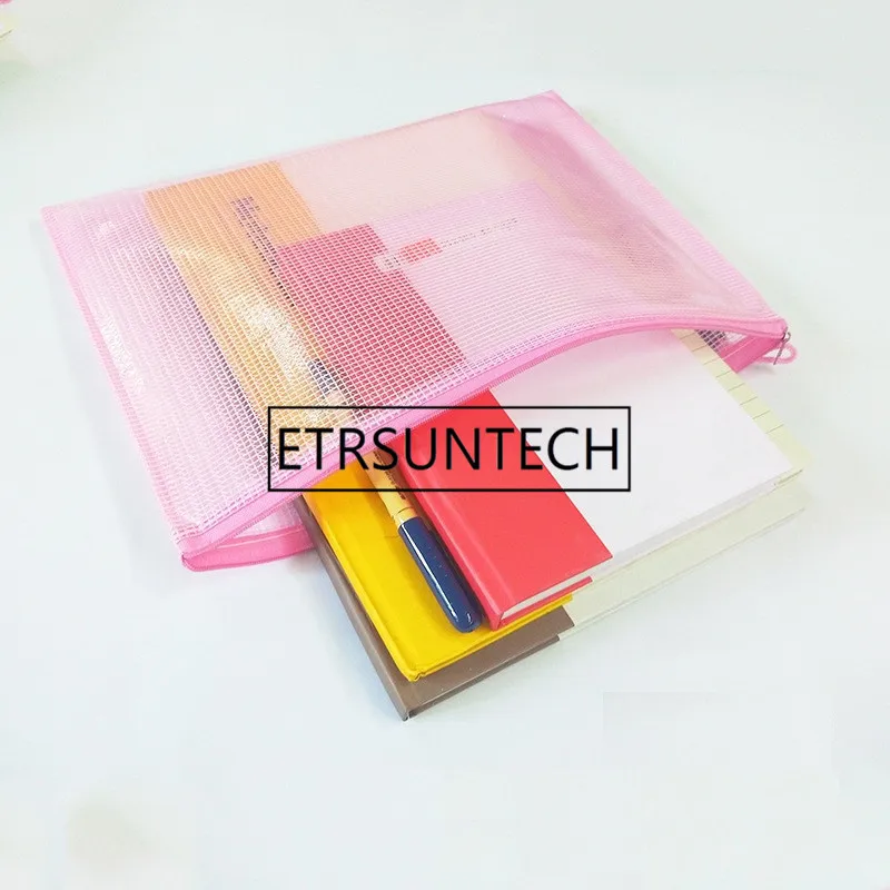300Pc Datei Tasche Transparent Mesh Tasche Büro Liefert Kunststoff Zipper Tasche Student Wasserdichte Bill Tasche Prüfung Papier Schreibwaren – Detail 5
