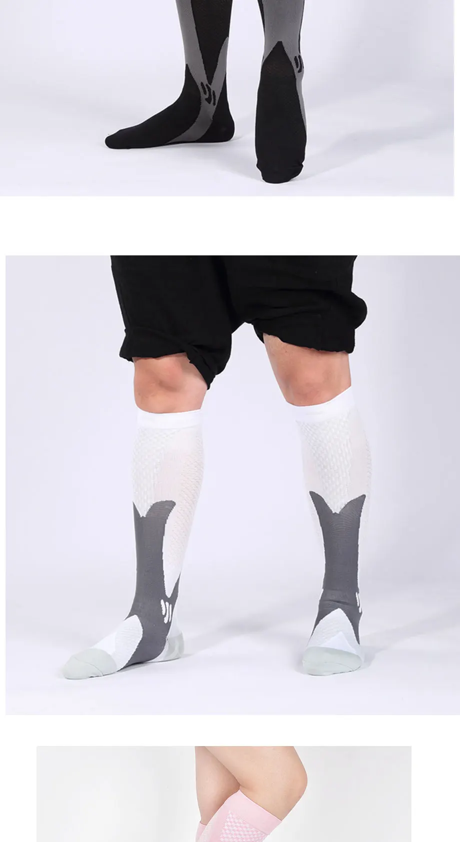 Compression socks for varicose veins Women Men Leg Stocking Support Stretch Below Knee c football socks