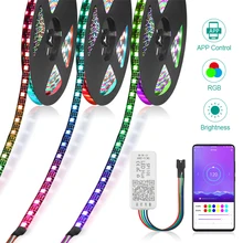 DC 5V WS2812B | Bande lumineuse, 5050 pixels, adressables individuellement, WS2812, jeu de bandes intelligentes Pixel, Bluetooth APP, contrôleur