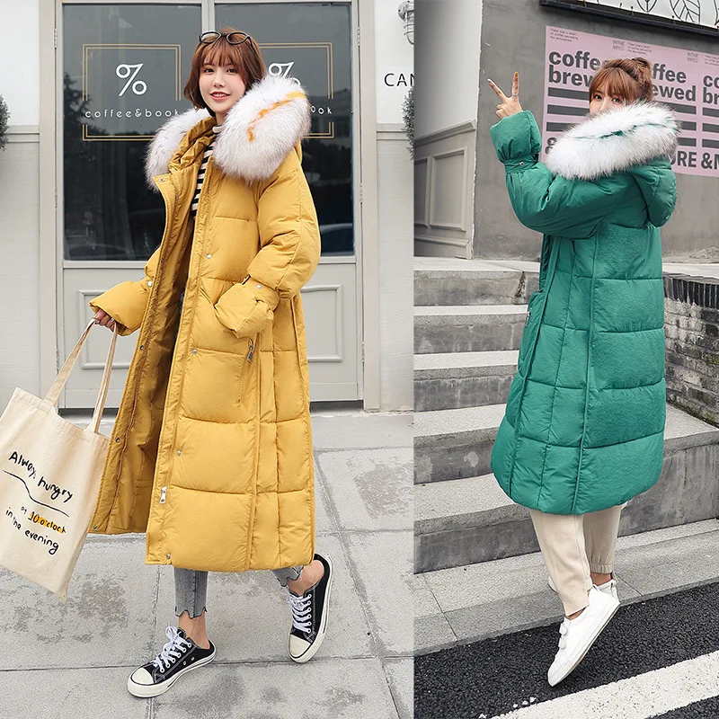 

2019 New Style Cotton-padded Clothes Women's Mid-length Large Fur Collar Korean-style Loose Thick Coat Large Size Cotton Coat Fa