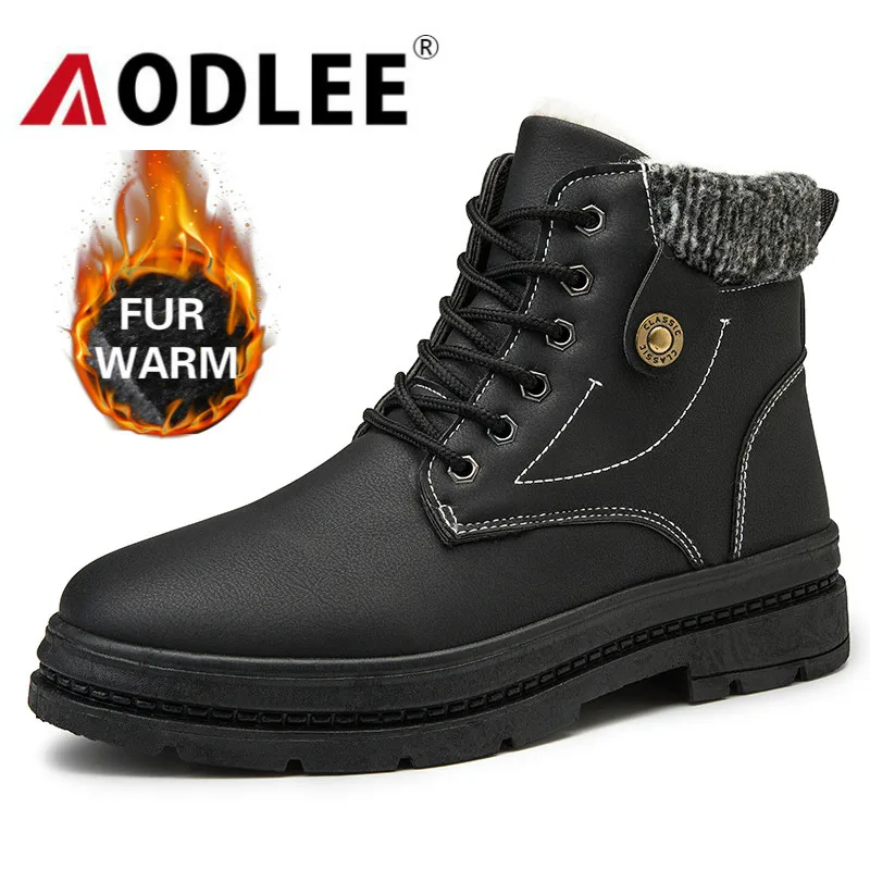 

Snow Boots for Male Plush Fur Warm Winter Martin Botas Hombre Fashion Casual Comfortable Hard-wearing Sport Men Shoes AODLEE