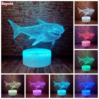 

Cute Animal Shark Shape 3D LED Table Lamp Home Decor Party 7 Colors Changing Night Light Bedside Sleeping Decor Xmas Toys Gifts