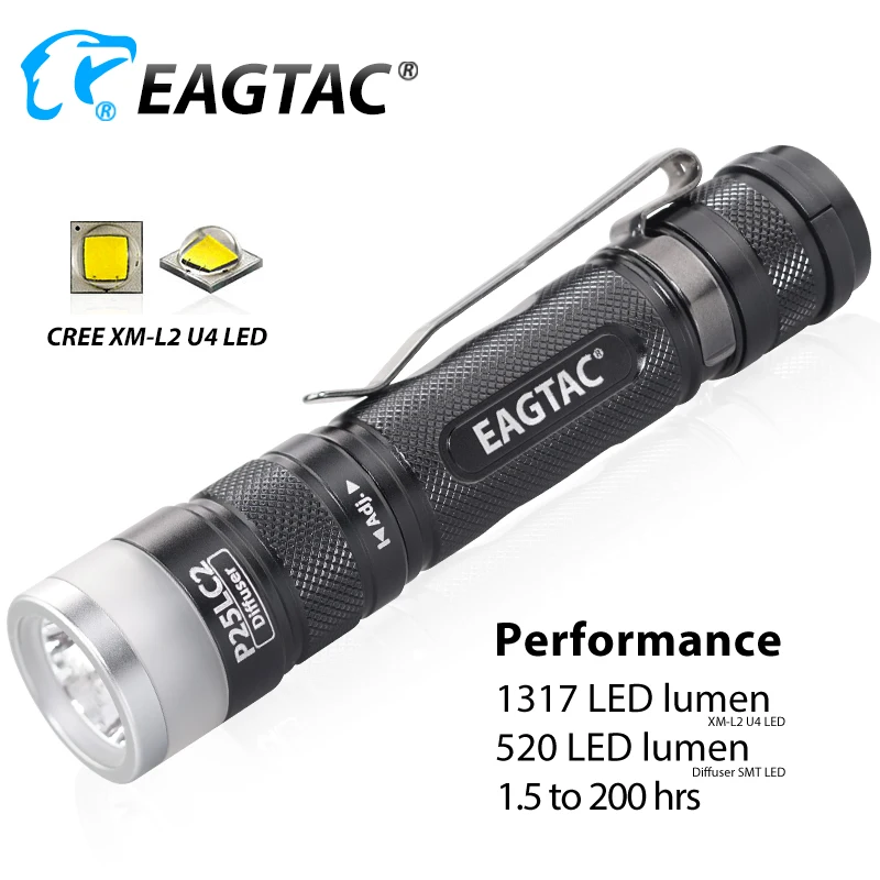 EAGTAC P25LC2 диффузор XML2 точечный прожектор светильник супер яркий светодиодный светильник-вспышка CW NW 18650 CR123A батарея