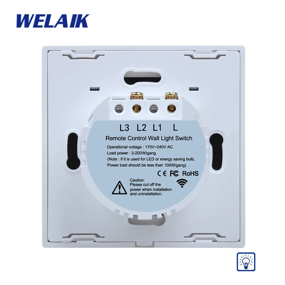 WELAIK UK настенный сенсорный выключатель-Кристалл Стекло-панель Переключатель-затемнение сенсорный выключатель смарт-переключатель B1911TGW