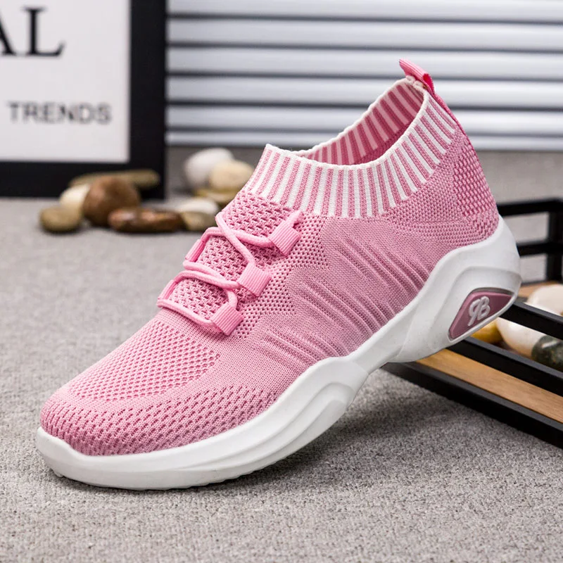 

New Sports Breathable Lightweight wa xie Students Running Shoes Mesh WOMEN'S Shoes Korean-style Versatile Lace-up Balance Casual