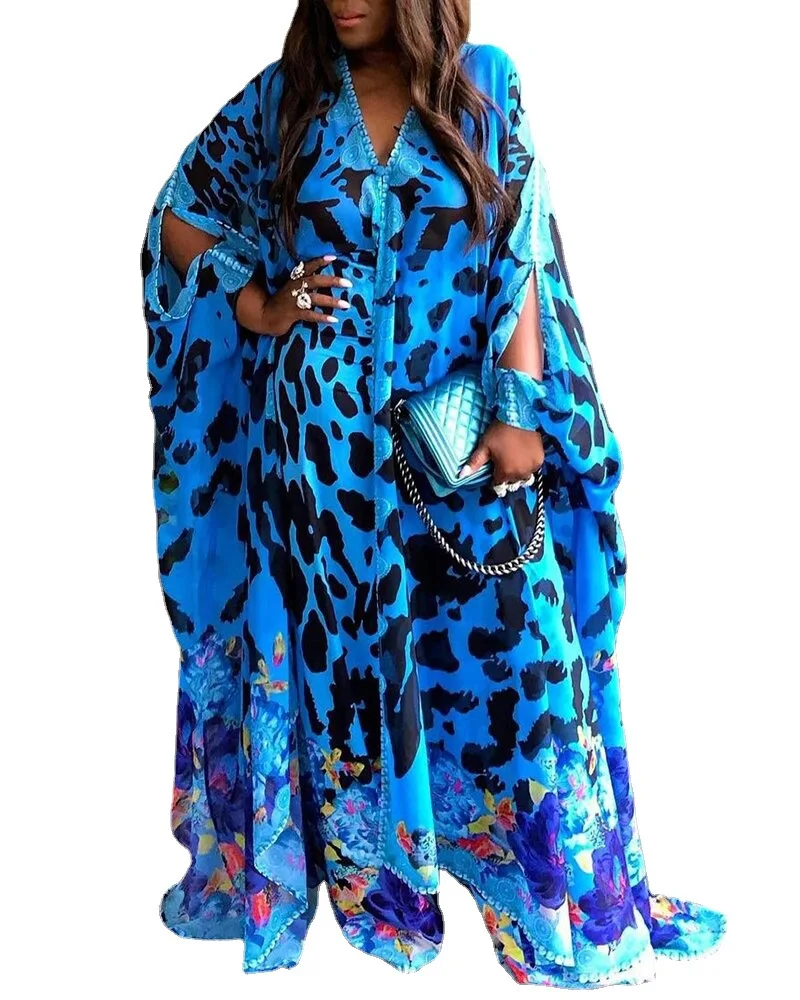 2021 африканская одежда с принтом Дашики женская Boubou рукавом летучая мышь платья