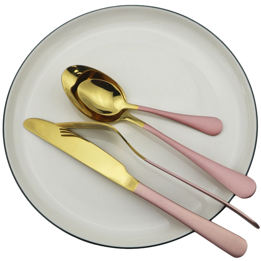 Gold Dinnerware Set Black Fork Knife Spoon Dinner Set 304 Stainless Steel Cutlery Set Colorful Silverware Kitchen Tableware Set