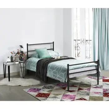 

EGGREE PRIMO 3FT Single Bed ,4FT6 Double Bed,Metal Bed Frame For Kids Teens Adults' Bedroom,Black,Beige Color