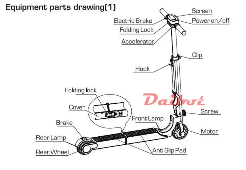 Daibot Portable Electric Scooter Two wheel Electric Scooters Motor 200W 5 inch Mini Foldable Kick Scooter For Adults (40)