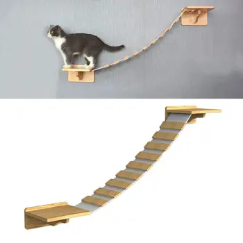

Cat Climbing Frame Wood Kitten Jumping Platform Wall-mounted DIY Pet Furniture Play House Tree House