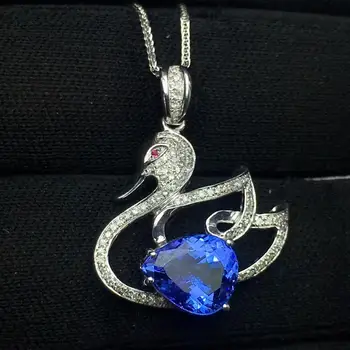 

Fine Jewelry Tanzania Origin Real 18K White Gold 100% Natural Blue Tanzanite Gemstones 3.8ct Diamonds Fine Chic Pendant Necklace