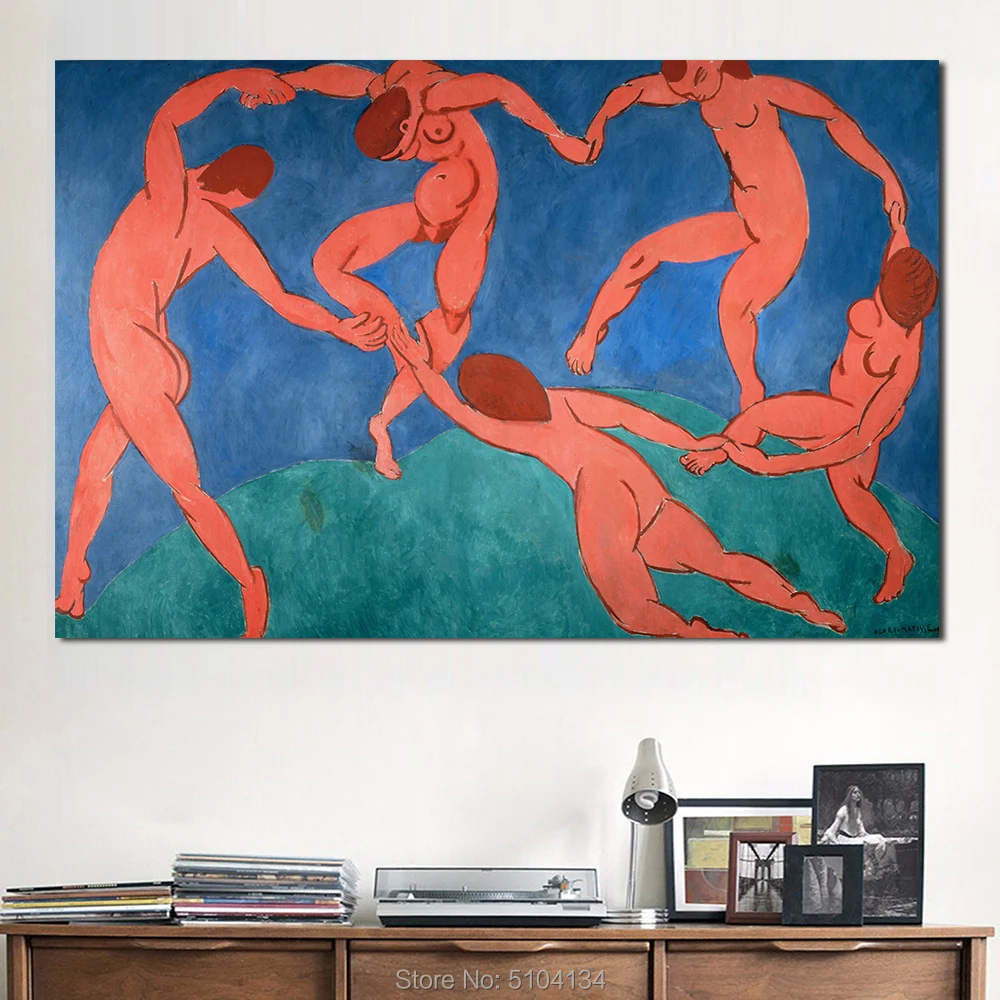 

Hand Painted Artist Matisse Classic Dance Art Oil Painting On Canvas Modern Blue Wall Pictures For Living Room Home Decor