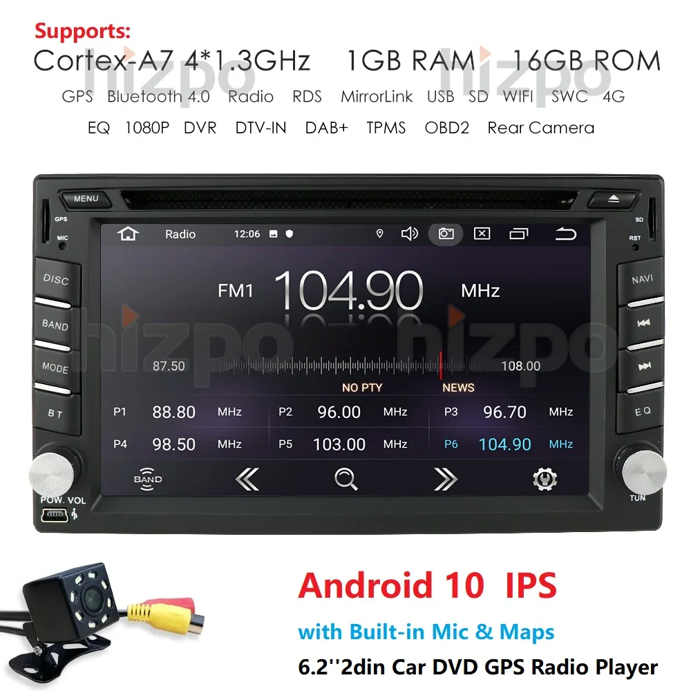 

Car Multimedia Player for Universal cars AU EU US GPS Navi Android 10.0 Car Stereo DVD CD Player MP3 OBD2 4G Wifi BT+Free Camera