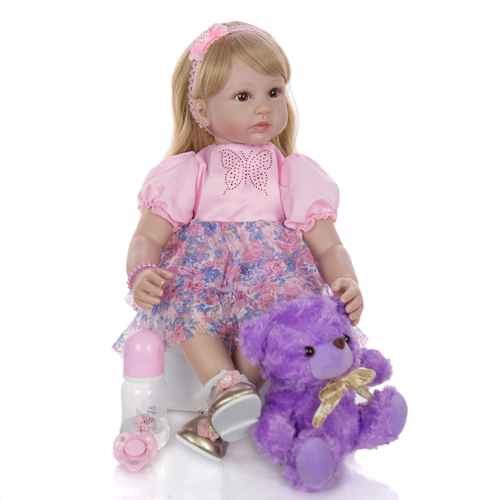 KEIUMI Cute 24 дюймов 60 см Reborn Toy мягкий силиконовый виниловый пупсик для девочки прекрасное возрождение кукла ткань тело дети подарки