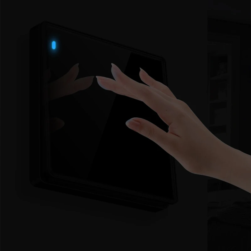 KAMANNI Frameless Grey Glass Panel Luxury Wall Rocker Light Button Switch Socket Led Indicator 2 Gang Controls 1/2Way New Design