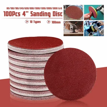 

100Pcs 4inch 100mm Round Sandpaper Disk Sand Sheets Grit 80-3000 Hook Loop Sanding Disc Abrasives for Polish Machine