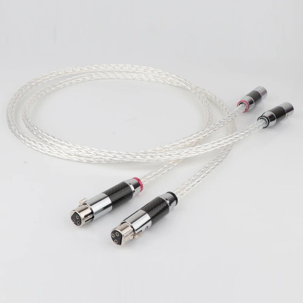 Hi-End 8AG Silver Plated OCC 16 Strands Audio Cable With Carbon Fiber 3pins XLR Balanced cable,xlr connector,audio