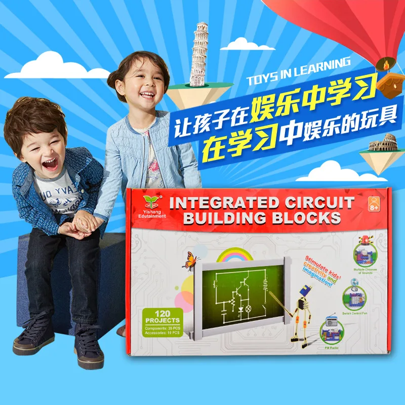 

DIY Innovation Electronic Bricks Assembled Circuitry 120 Spell FM Radio Children Popularization of Science Educational DIY Toy