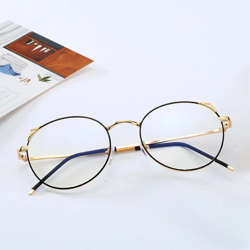 IBOODE Cat очки с ушками оправа для женщин и мужчин круглые прозрачные очки с прозрачными защитными стеклами металлические очки студенческие оптические очки оправа