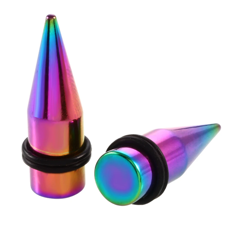 1 пара хирургических стальных ушных пробок и тоннелей пирсинг ушей ушные сережки с резьбой расширитель ушных трубок ювелирные изделия-пирсинг - Окраска металла: rainbow