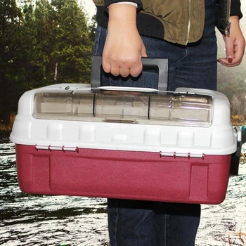 

Portable Fishing Box Double door design Plastic Four layers fold Lure Boxes Fishing Gear Storage Box Supplies Outdoor Accessorie