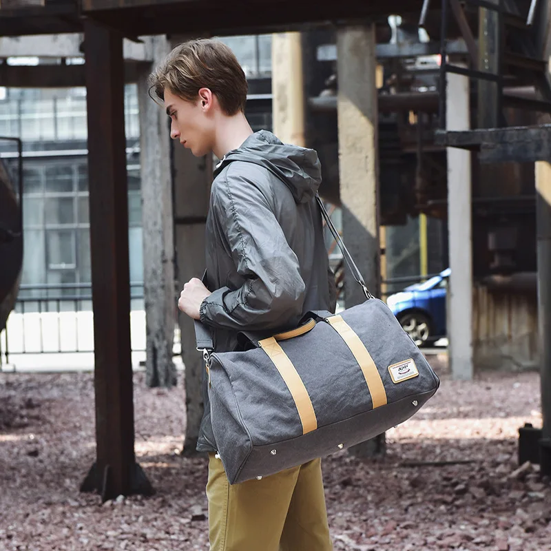 

Korean-style Fashion Multi-functional Men Canvas Backpack Shoulder Handbag Wear-Resistant Large Capacity Shoes Fill-in Bit