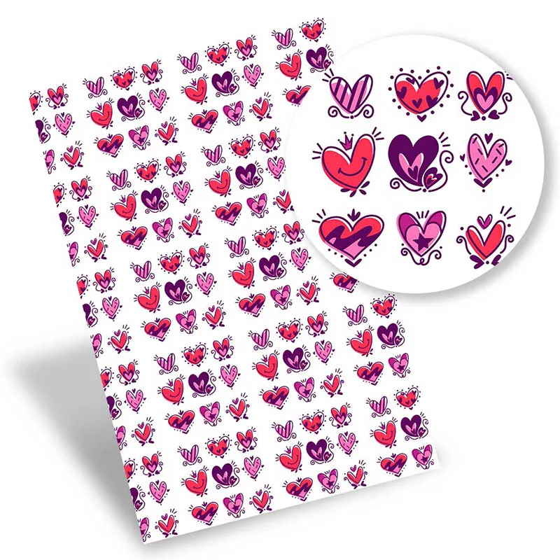 

Faux Synthetic Leather Sheet Heart Cartoon Printed Leather Fabric For Valentine's Day DIY Bows Handbag Craft Decor 22*30cm/pc