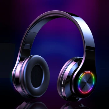 

Wireless Bluetooth Headset for Phone Bluetooth Headphones 5.0 with LED Light Bass Stereo For PC Mobile Phone