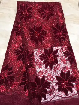 

African Lace Fabric 2020 High Quality Lace Sequins embroidery French Net Lace Fabrics Latest 3d applique Fabrics for woman dress