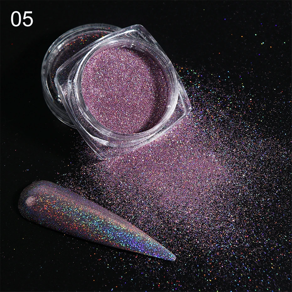 Holographic Nail Glitter Powder Laser Dipping Sequins Pigment Nail Art Gradient Mirror Chrome Dust Shining Polish Flakes BE1028-2 (9)