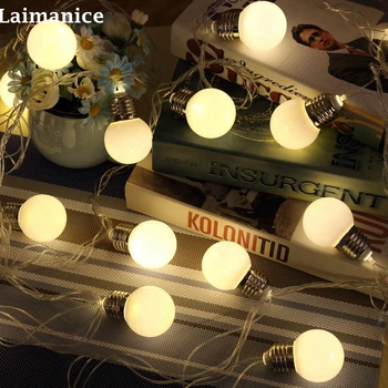 

220V EU Plug4.5CM Ball 5M 20 LED Holiday Fairy String Lights Waterproof Outdoor Garlands Christmas Wedding parties Decoration