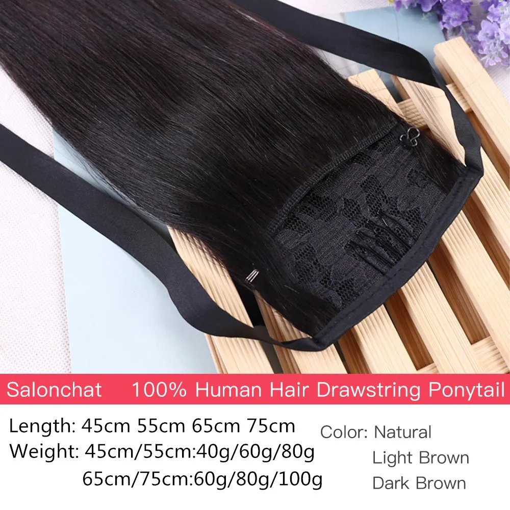 Brazilian Real Clip In Human Hair Ponytail Extension Bandage Natural Hair Ponytail Straight Clip Ponytail Extensions Human Hair