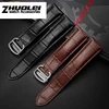 high Quality Black Brown Genuine Leather Watchband with Folding buckle for tank 16 17 18 20 22 23 24 25mm straps ► Photo 3/6