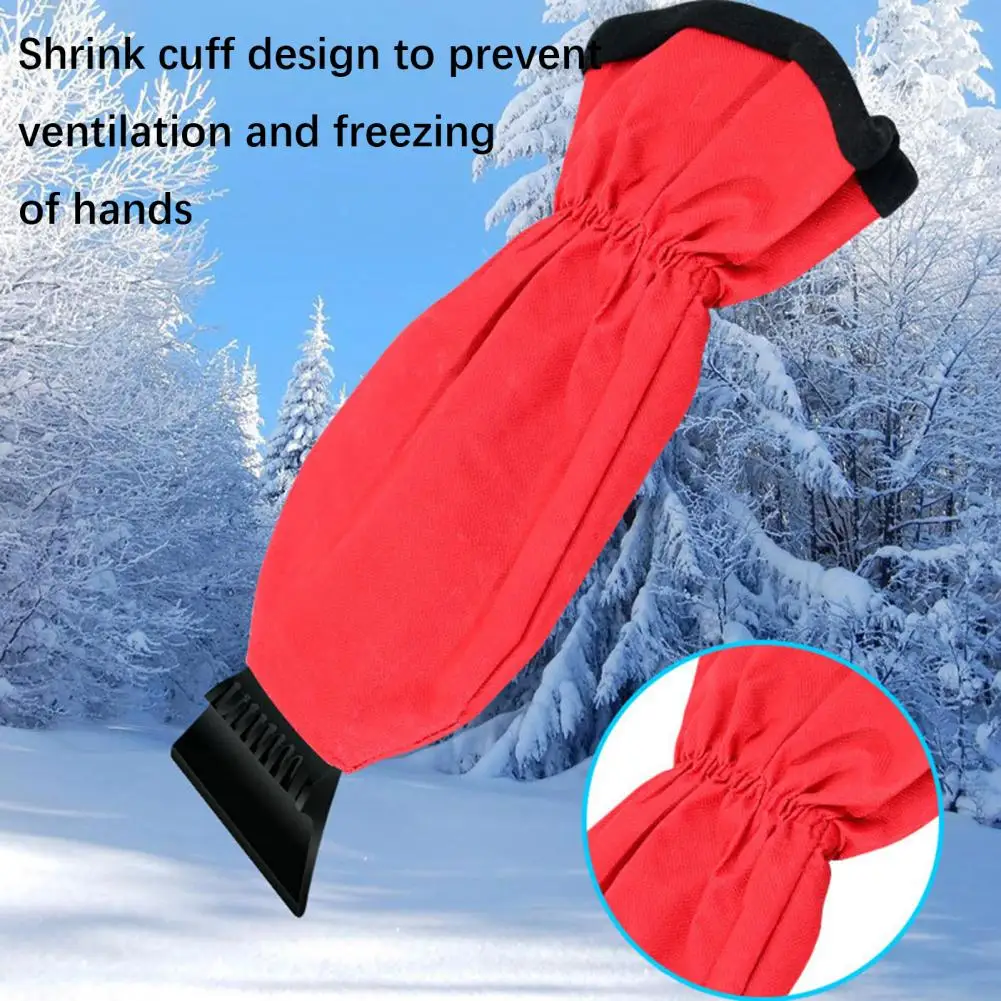 Car Ice Scraper Mitt Winter Warm Car Windshield Snow Shovel Glove Waterproof Universal Accessories