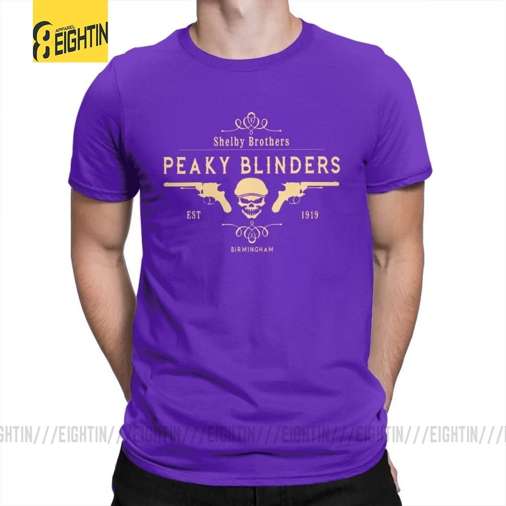 Peaky Blinders, футболка, Shelby Brothers, новинка, круглый вырез, короткий рукав, мужские белые футболки, хлопок, потрясающая одежда - Цвет: Фиолетовый
