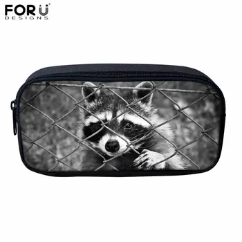 

FORUDESIGNS Animal Raccoon Prints Pencil Case Stationery School Pen Storage Organizer Bag for Students School Office Supply Bag