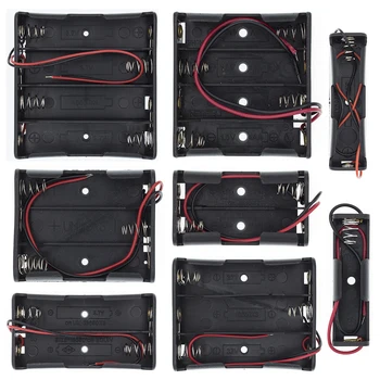 

Plastic Standard Size AA/18650 Battery Holder Box Case Black With Wire Lead 3.7V/1.5V Clip