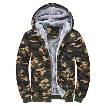 

Mens Coat Camouflage Hoodie Winter Warm Fleece Zipper Sweater Jacket Outwear Coat