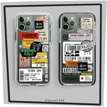 יוקרה תווית ברקוד עבור iphone 11 פרו מקסימום 7 8 בתוספת טלפון מקרה ברור רך סיליקון דפוס חותמת עבור iphone XR XS מקסימום 7 כיסוי(China)